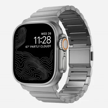 NOMAD Titanium Band V3 - Natural Titanium Brushed Metal Bracelet for Apple Watch 46mm/49mm