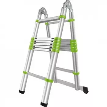 FIELDMANN Teleskopleiter FZZ 4006 - 3,8 m, 13 Sprossen, 150 kg Tragfähigkeit, Aluminiumlegierung