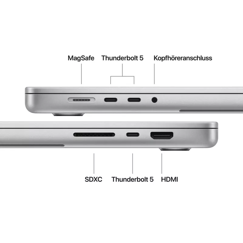 Apple MacBook Pro 16 Zoll M5 Silber / M5 Pro 18-Core CPU, 20-Core GPU / 64GB RAM / 1TB SSD / Deutsche Tastatur
