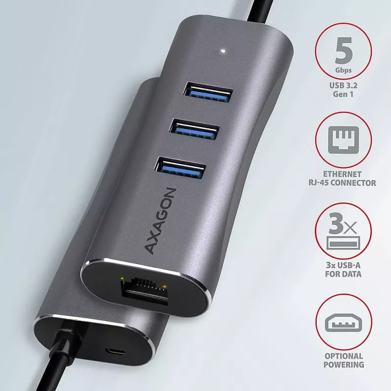 AXAGON HMA-GL3AP Multiport Hub USB 3.0 Typ A Gbit LAN 3x USB-A