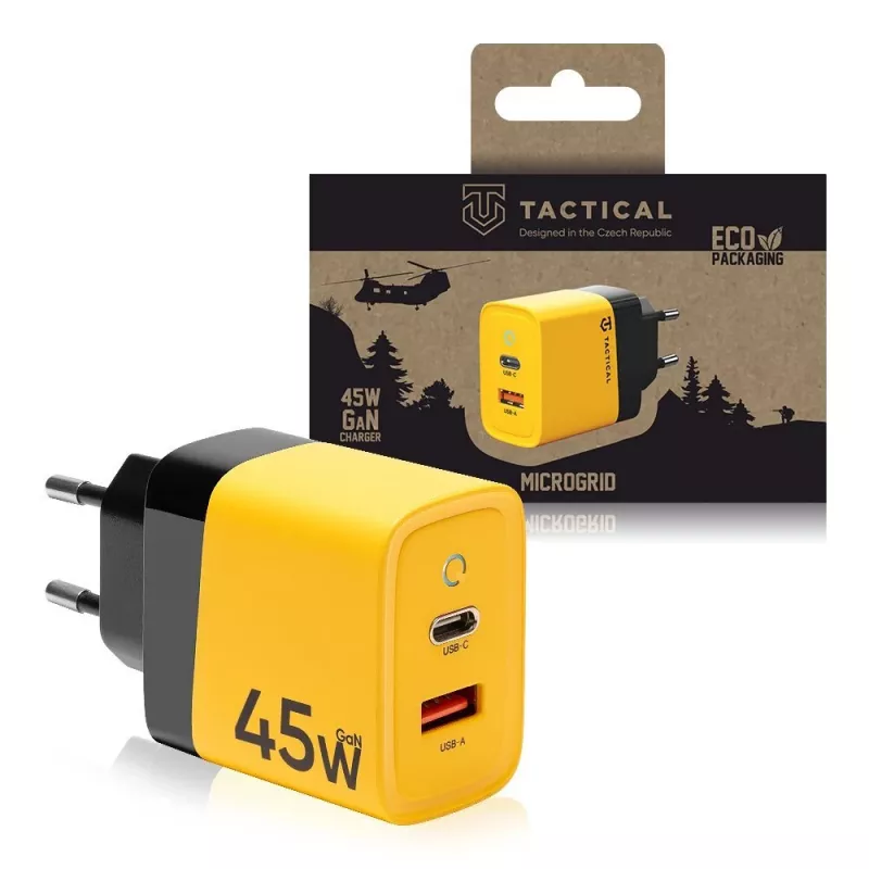 Tactical Microgrid GaN 45W Yellow Wall Charger mit USB-C