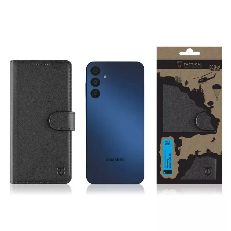 Tactical Book Cover Field Notes für Samsung Galaxy A15 5G, Schwarz
