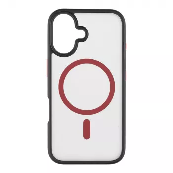 Taktische Rückseitige Abdeckung MagForce Hyperstealth 2.0 für iPhone 16, Schwarz/Rot