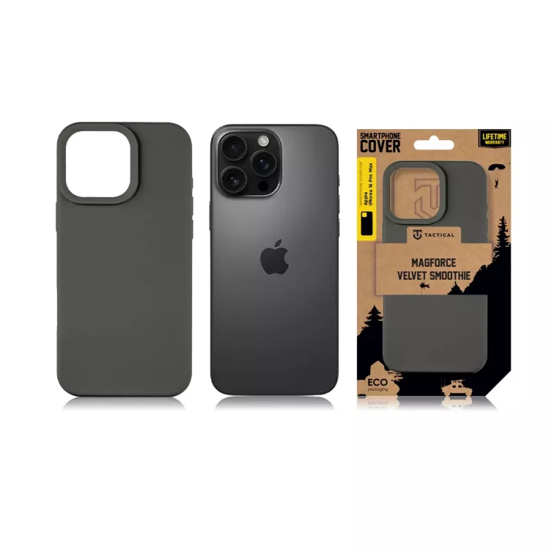 Tactical Back Cover MagForce Velvet Smoothie für iPhone 16 Pro Max - Schwarz