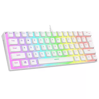 Rampage Radiant K11 60% Mechanische Gaming-Tastatur, Weiß, Blue Switch, RGB