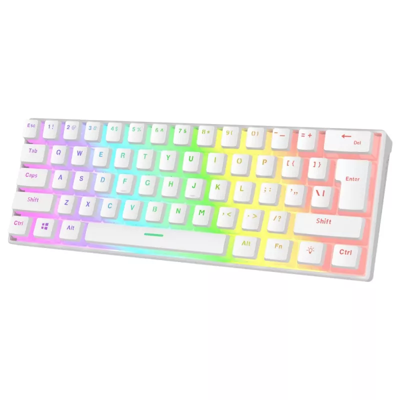 Rampage Radiant K11 60% Mechanische Gaming-Tastatur, Weiß, Blue Switch, RGB