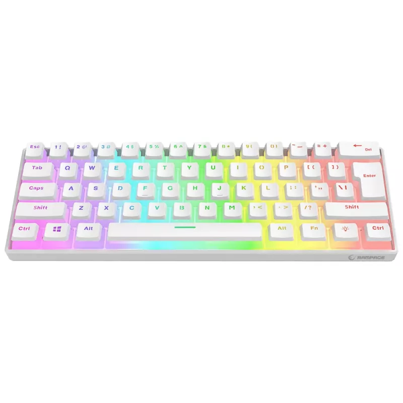 Rampage Radiant K11 60% Mechanische Gaming-Tastatur, Weiß, Blue Switch, RGB