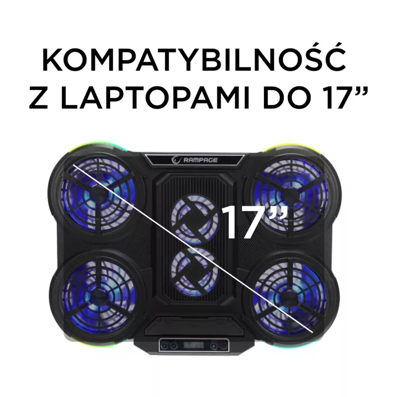 Rampage PROTE R6 Laptop-Kühlständer, 10-17 Zoll, RGB