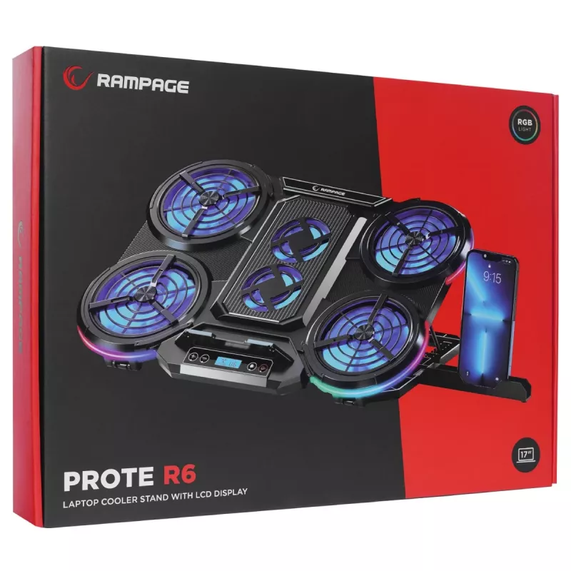 Rampage PROTE R6 Laptop-Kühlständer, 10-17 Zoll, RGB