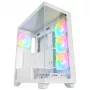 Rampage Hydra V1 Mid-Tower PC-Gehäuse, Weiß, 4x 120mm ARGB-Lüfter, USB-C/USB-A, ARGB-Hub, gehärtetes Glas