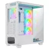 Rampage Hydra V1 Mid-Tower PC-Gehäuse, Weiß, 4x 120mm ARGB-Lüfter, USB-C/USB-A, ARGB-Hub, gehärtetes Glas