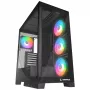 Rampage Hydra V2 Mid-Tower PC-Gehäuse mit 4x 120mm ARGB-Lüftern, gehärtetem Glas, Schwarz