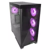Rampage Hydra V2 Mid-Tower PC-Gehäuse mit 4x 120mm ARGB-Lüftern, gehärtetem Glas, Schwarz