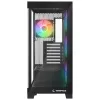 Rampage Hydra V2 Mid-Tower PC-Gehäuse mit 4x 120mm ARGB-Lüftern, gehärtetem Glas, Schwarz