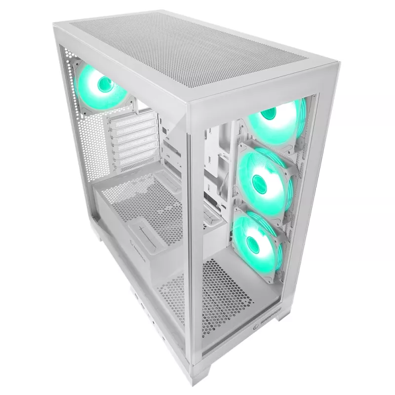 Rampage Hydra V2 Mid Tower PC-Gehäuse Weiß mit 4x 120mm ARGB-Lüftern und gehärtetem Glas