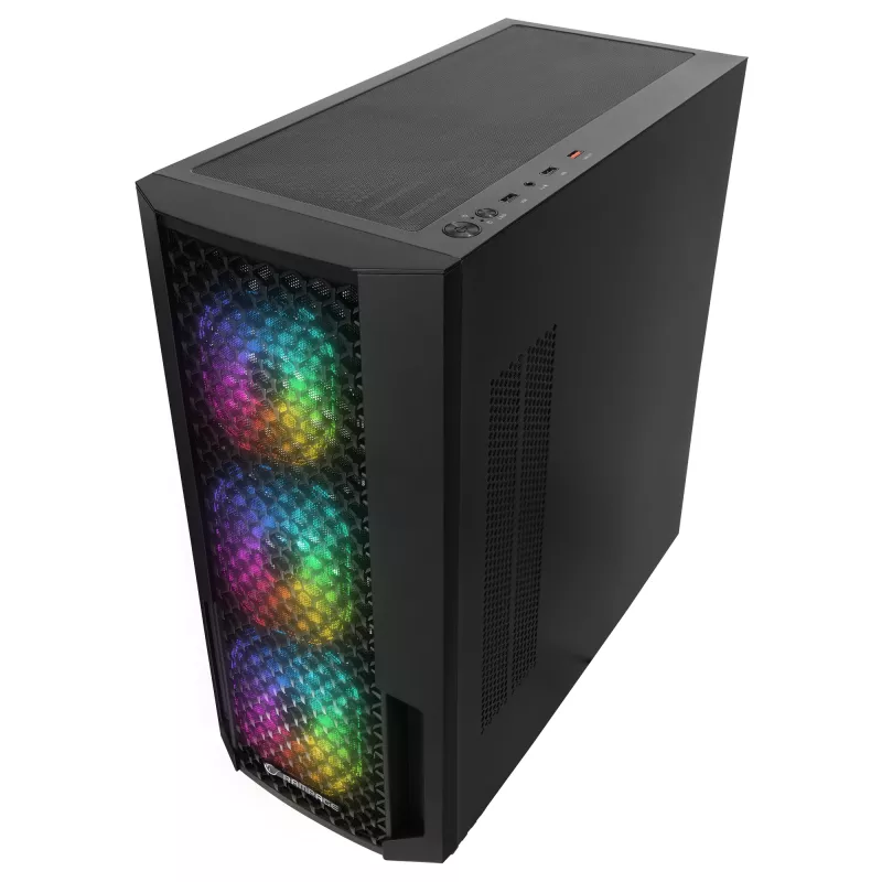 Rampage Shelob Mid Tower PC-Gehäuse, 4x ARGB-Lüfter, gehärtetes Glas, Schwarz