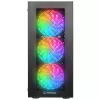 Rampage PLAID V1 Mid Tower PC-Gehäuse mit getempertem Glasfenster, 4x 120mm RGB-Lüfter, Schwarz