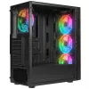Rampage PLAID V1 Mid Tower PC-Gehäuse mit getempertem Glasfenster, 4x 120mm RGB-Lüfter, Schwarz