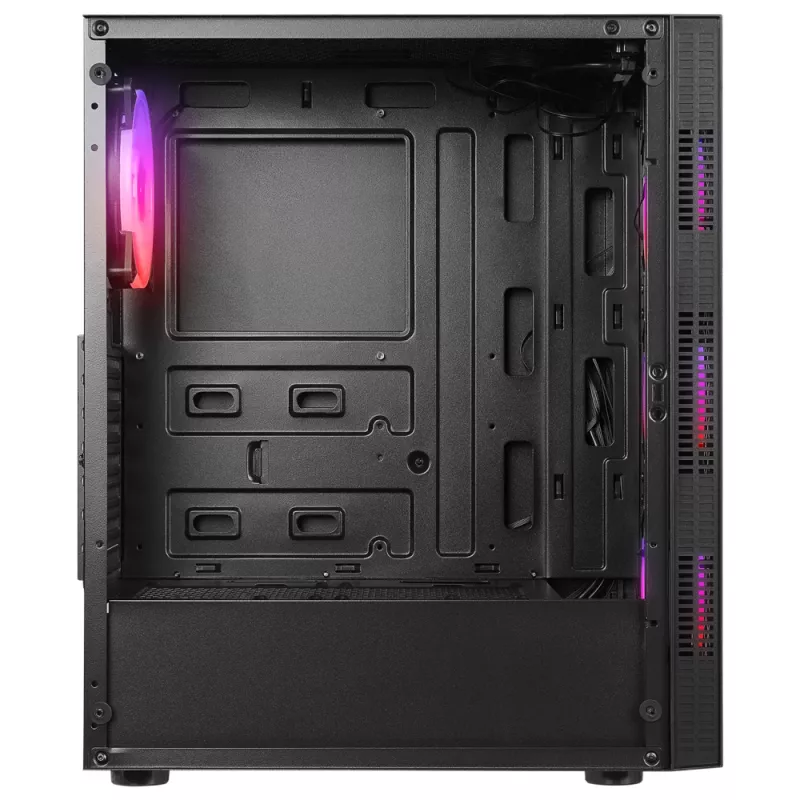 Rampage PLAID V1 Mid Tower PC-Gehäuse mit getempertem Glasfenster, 4x 120mm RGB-Lüfter, Schwarz