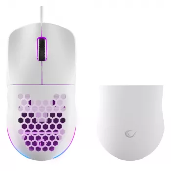 Rampage BLINK Kabelgebundene Gaming-Maus, 12800 DPI, RGB, Optischer Sensor, Weiß