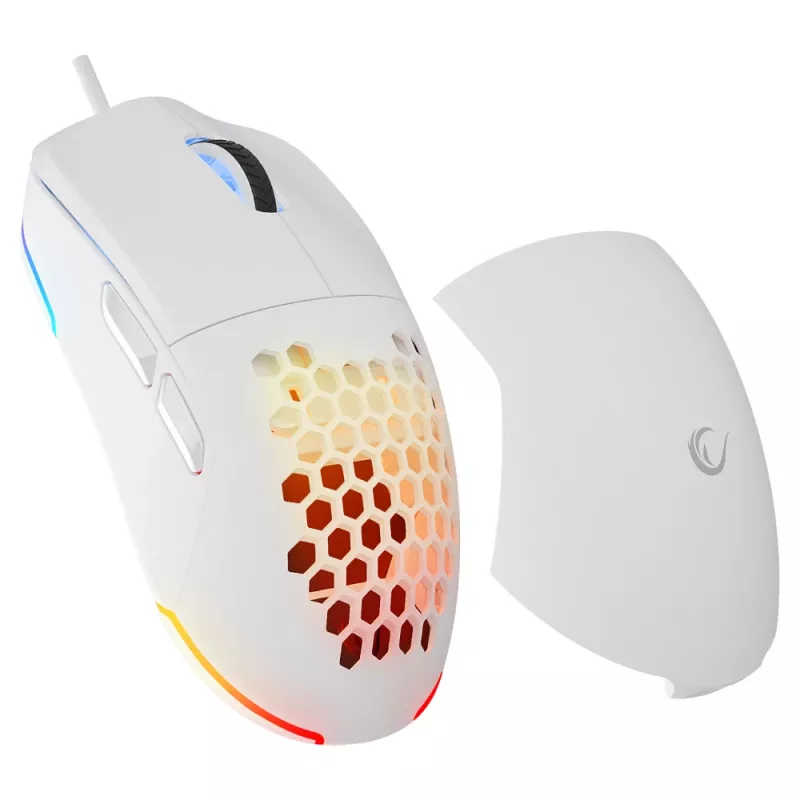 Rampage BLINK Kabelgebundene Gaming-Maus, 12800 DPI, RGB, Optischer Sensor, Weiß