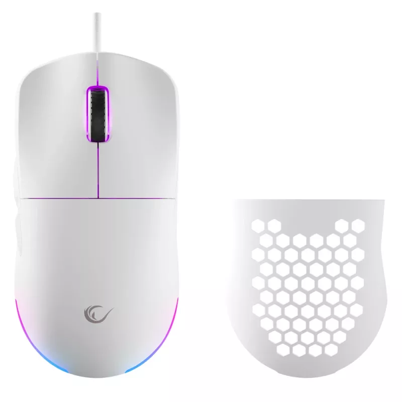 Rampage BLINK Kabelgebundene Gaming-Maus, 12800 DPI, RGB, Optischer Sensor, Weiß