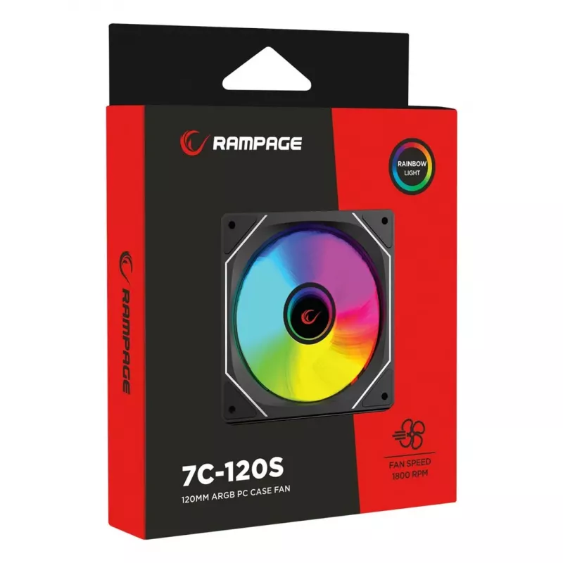 Rampage 120mm 1800RPM Infinite Loop ARGB PWM Black Case Fan