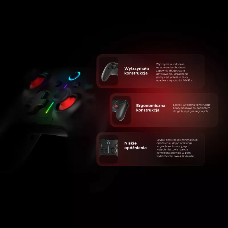 Rampage Hydra Pro Pad Wireless RGB 2.4G Hall Effect Controller mit magnetischen Triggern, Schwarz