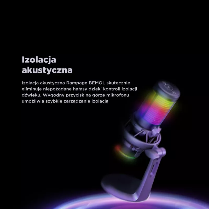 Rampage Bemol RGB USB-C Gaming-Mikrofon, Schwarz