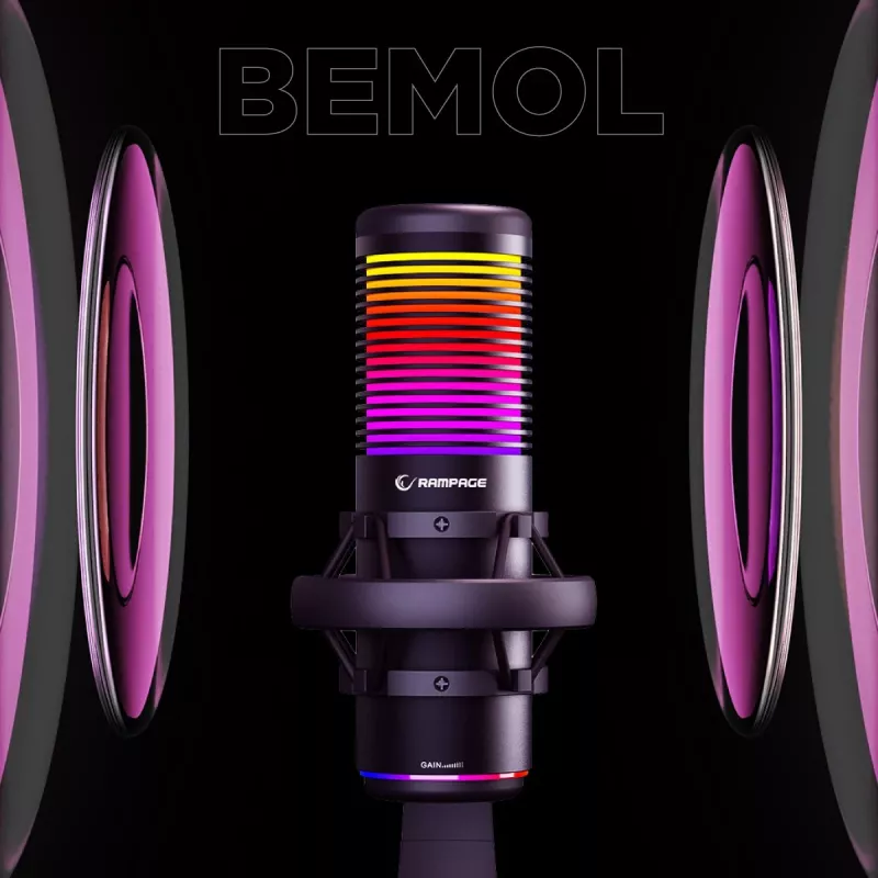 Rampage Bemol RGB USB-C Gaming-Mikrofon, Schwarz