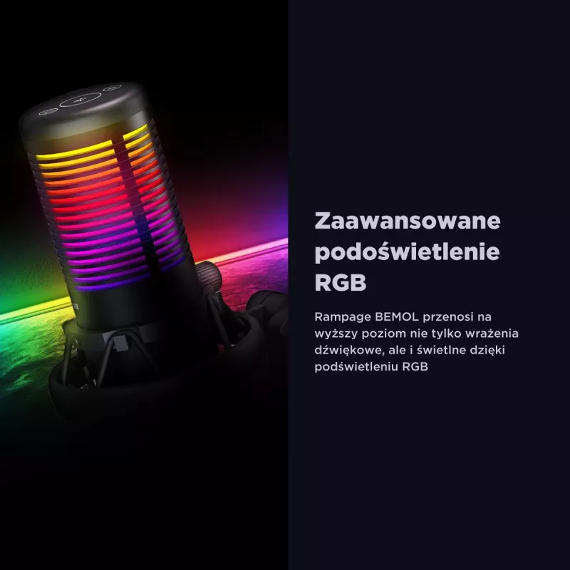 Rampage Bemol RGB USB-C Gaming-Mikrofon, Schwarz