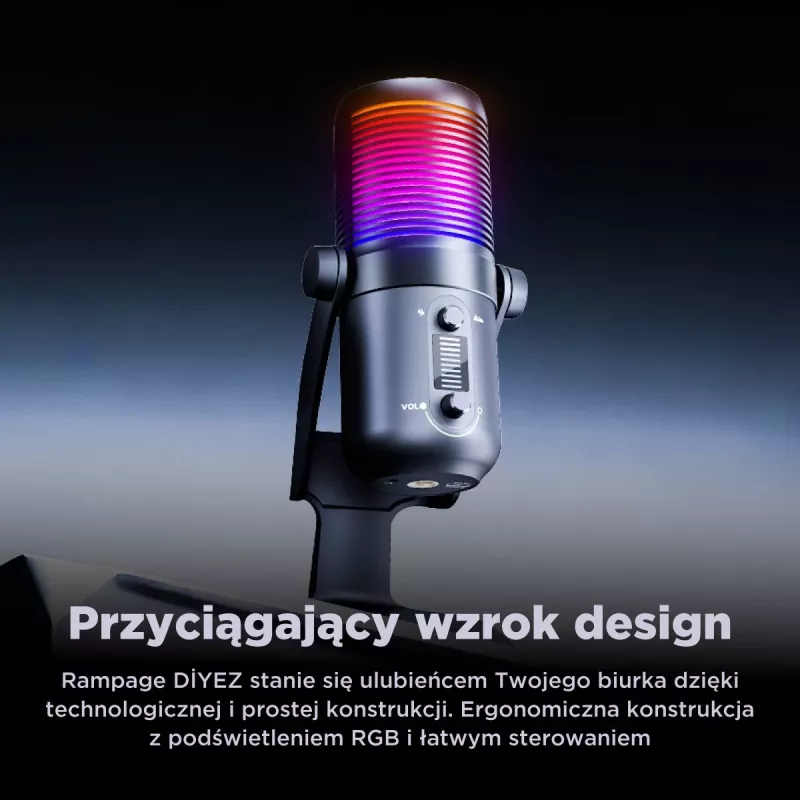 Rampage Diyez RGB USB-C Gaming-Mikrofon, Schwarz