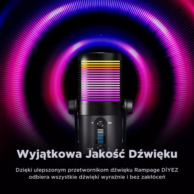 Rampage Diyez RGB USB-C Gaming-Mikrofon, Schwarz
