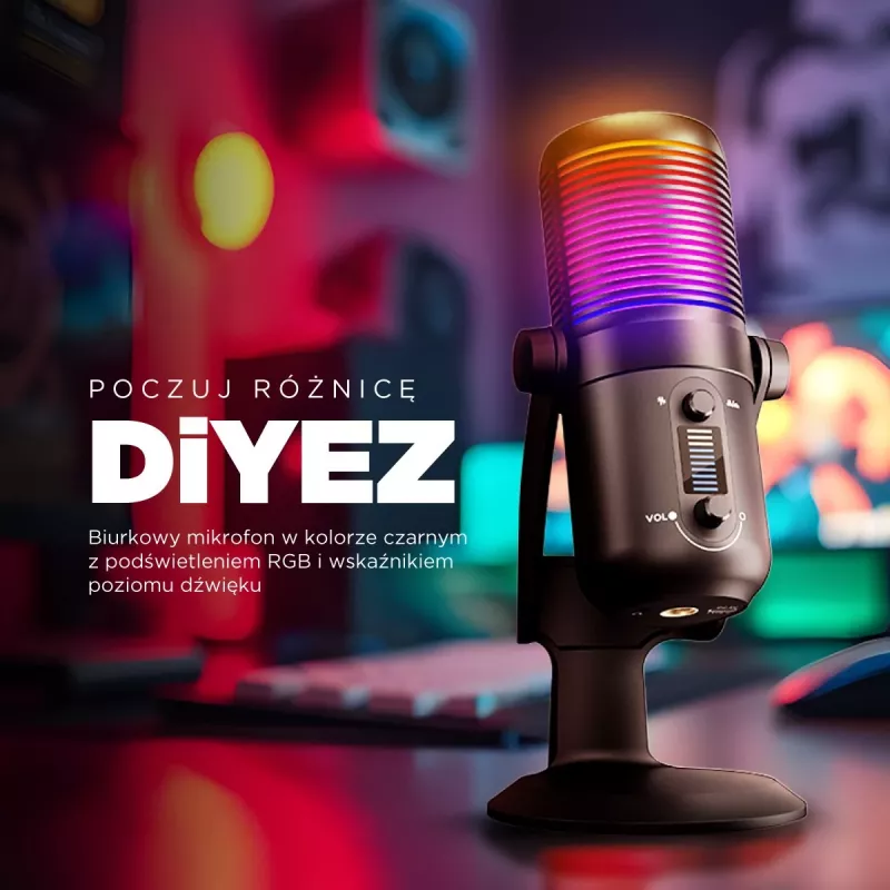 Rampage Diyez RGB USB-C Gaming-Mikrofon, Schwarz