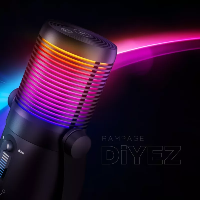 Rampage Diyez RGB USB-C Gaming-Mikrofon, Schwarz