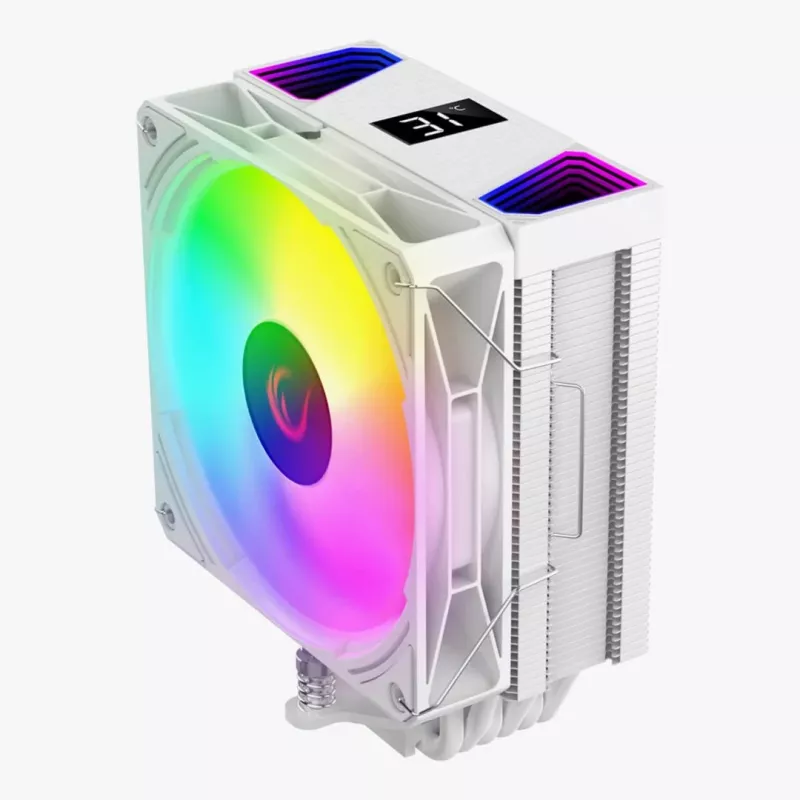 Rampage Octagon C70 CPU-Kühler mit LCD, 120 mm ARGB-Lüfter, AM5/LGA1700, Weiß