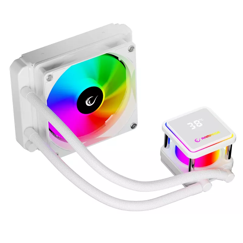 Rampage INFINITE V120 All-in-One Flüssigkeits-CPU-Kühler 120mm ARGB, Temperaturanzeige, Weiß