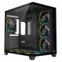 RAMPAGE SEALITE-BLACK Mid-Tower PC-Gehäuse mit gehärtetem Glas, 7x ARGB PWM Lüfter, Schwarz