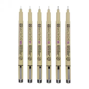 Sakura Pigma Micron Fineliner Stifteset 6-teilig Schwarz