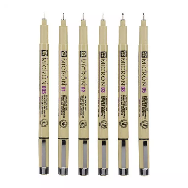 Sakura Pigma Micron Fineliner Stifteset 6-teilig Schwarz