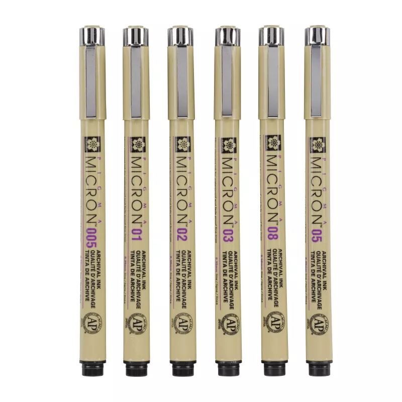 Sakura Pigma Micron Fineliner Stifteset 6-teilig Schwarz
