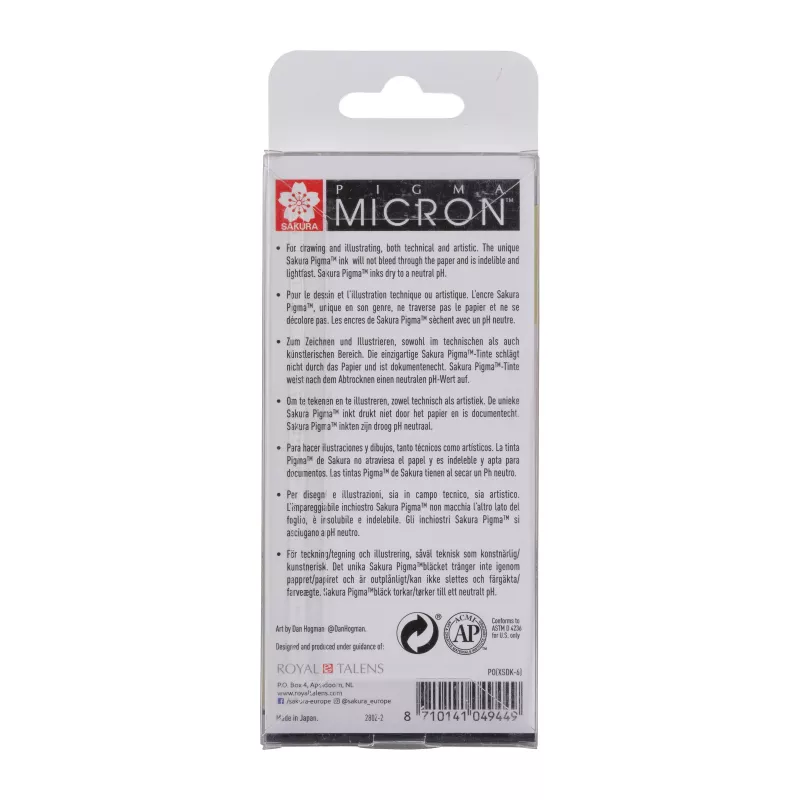 Sakura Pigma Micron Fineliner Stifteset 6-teilig Schwarz