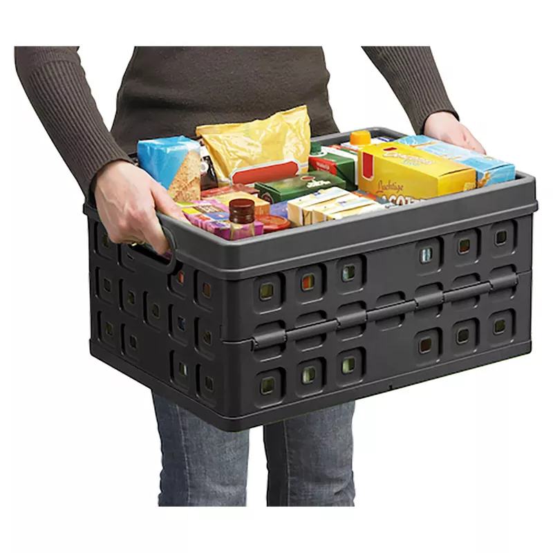 Helit Klappbox Square H6180295 46L Faltbare Aufbewahrungsbox Grau/Schwarz