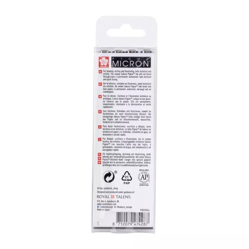 Sakura Pigma Micron Fineliner Stifteset Cool Gray 4-teilig