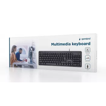 Gembird KB-UM-106 Kompakte Multimedia-Tastatur, kabelgebunden USB, Schwarz