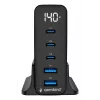 GEMBIRD TA-UC-2A3C-PD140-01-BK GaN 5-Port USB-C & USB-A Schnellladegerät, 140 W, Schwarz