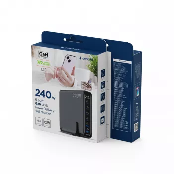 Gembird TA-UC-2A4C-PD240-01-BK 6-Port USB-Ladegerät 240W GaN Schwarz
