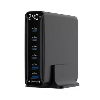 Gembird TA-UC-2A4C-PD240-01-BK 6-Port USB-Ladegerät 240W GaN Schwarz