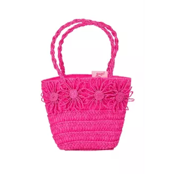Souza! Kinder-Strohhandtasche mit Blumenverzierungen, Pink