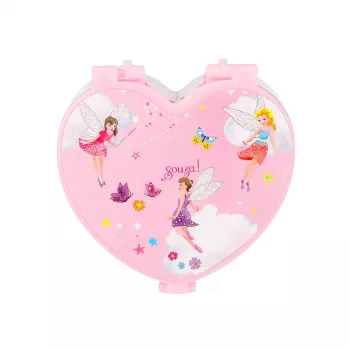 Souza Herzförmige Spieluhr / Schmuckkästchen - Pink - Fee/Ballerina Motiv - Aufziehmechanismus - It's a Small World